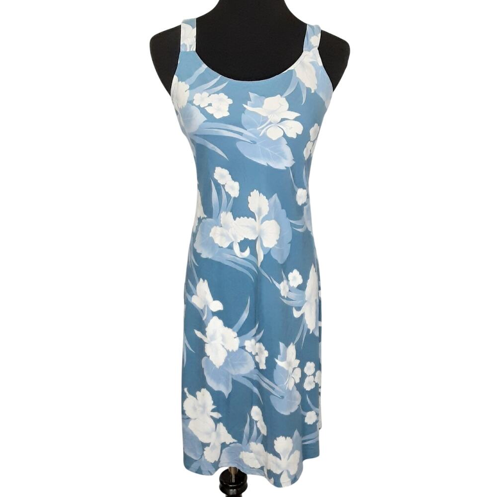 Hawaiian The Original Blue Hibiscus Mini Dress Tropical XS Made in Hawaii Resort